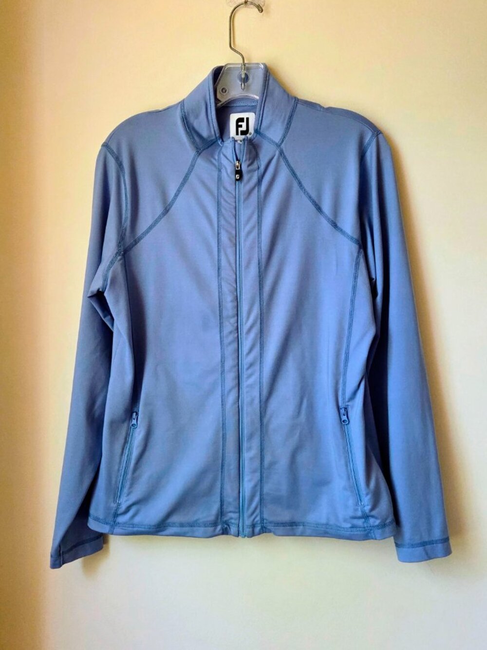 💠 FJ FootJoy sz M Women's Carolina Blue Full Zip Golf Jacket Pockets Athletic